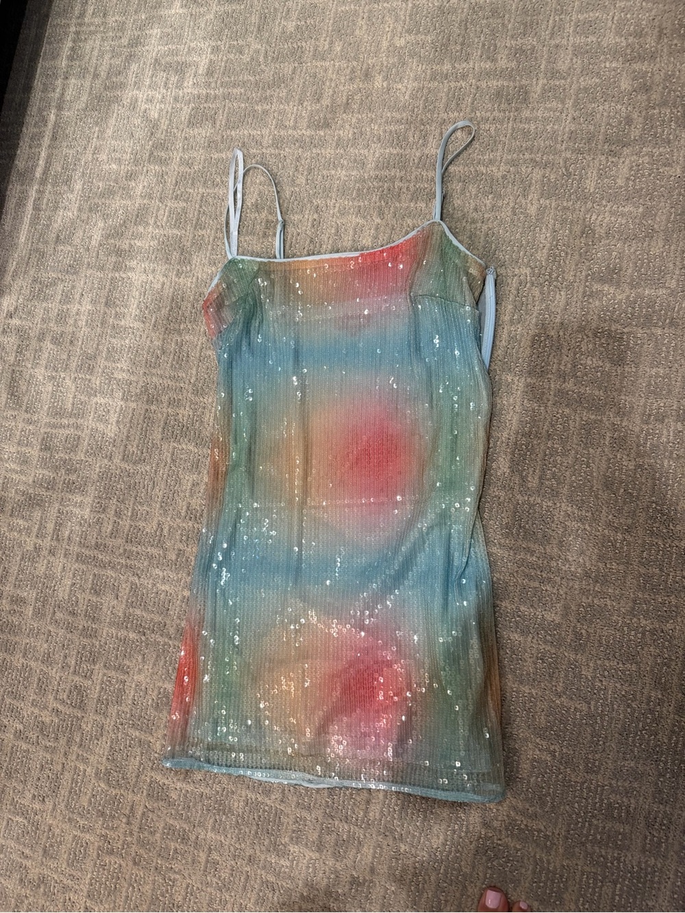 STAUD Pale Blue Sequin Slip Dress - Picture 2 of 4